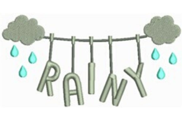 Rainy Clothesline Embroidery Design