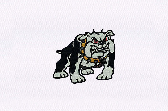 Spike Collar Bulldog Embroidery
